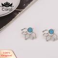 Carat Lotus Flower Earrings Vintage Lotus Flower Stud Earrings with Faux Turquoise Anti-rust Ear Jewelry for Southeast Asian Women Lotus Petal Cutout Earrings. 