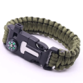 4 in 1 Emergency Survival Bracelet For Men Outdoor Rescue Parachute Cord Wristband Whistle Compass Paracord NO Flintstones. 