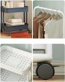 Floor Standing Clothes Rack, Household Clothes Rack with Wheels And 2 Baskets,Multipurpose Organiser Shelf for Bedroom Laundry Rolling cart for Garment Storage and Garment Laundry Use - Random Color. 