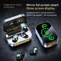 YD03 TWS Bluetooth 5.3 Earbuds HIFI Music Smart Touch Control LED Display Wireless Earphone with Charging Box-Black. 