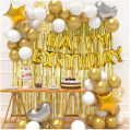 Happy Birthday Decoration Set: Birthday Foil, 30 Balloons, , 1 Stars or Hearts, 1 Curtain (6ft by 3.5ft) - Perfect for Birthday Themes, Boys & Girls Parties!. 