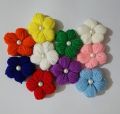 Crochet Puff Flowers, MultiColour Pack of 10 Hair Accessories (Gift) Sweater Handmade. 