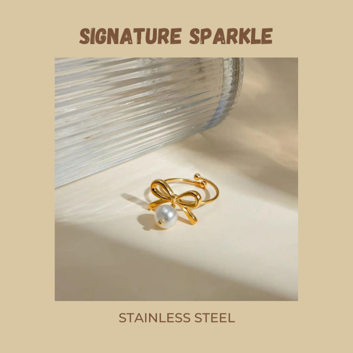 Signature Sparkle Adjustable Stainless Steel Ring | Daraz.pk