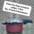 Induction Base Pressure Cooker 7 Liter – Nonstick Metal Finish – Anti-Block Safety Valve – Heavy Duty – hotplate & Induction Compatible – Premium Build. 