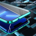 Biruiqu For iPhone 13 Mini 13 Pro Max Magnetic Absorption Case Metal Frame Shockproof Double Sided Tempered Glass Magnetic Case Cover. 
