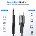 Awei CL-116T Type-C Cable To Aux 3.5mm Audio Plug Adapter Cables Adaptor 1M For Type-C Smartphones. 