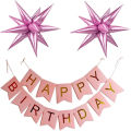 Happy Birthday Banner in Pink Color For Birthday Decoration. 