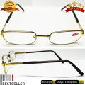 Optical Eye Sight Glasses  Metal Frame -1.25 Eye Sight - Distance View Glasses - Golden Brown Frame - With Case. 