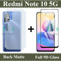 Redmi Note 10 5G Tempered Glass HD 9D Curved Glass Protector Edge To Edge Full Glue + Back Protector Soft Skin Sheet Matte Style For Redmi Note 10 5G. 