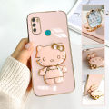 Hontinga for Infinix Hot 9 Play Back Cover + Makeup Mirror Lovely Folding Bracket Case For Gilrs Luxury 6D Plating Soft Silicone Phone Cases. 