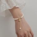 WANTME 925 Sterling Silver Elegant Natural Baroque Pearl Bell Chain Bracelet for Women Simple Wedding Party Jewelry Accessories. 