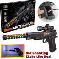Electric Music Toygun Series – Mute Handgun With Light & Music – Shake Like Musical Gun Toy M9 Gun Toy with Light Music Vibration Laser & Torch Light - Realistic Spy Detective Gun Toy with Silencer - Music Laser Gun Space Gun Toy for Boys Kids. 