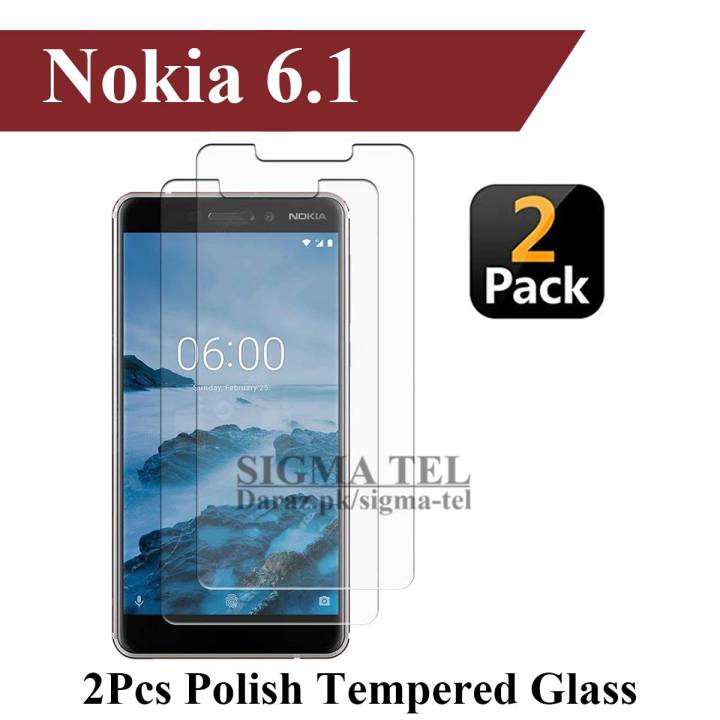 2 Pack Nokia 6.1 Tempered Glass Screen Protector Premium High Quality Polish Glass For Nokia 6.1