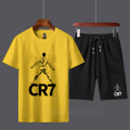 CR7 Graphics Printed Multi Colors Tracksuit Cotton Fabric T-Shirt & Short for Summer Elegant Suits Gym Track Suit T shirts shorts Casual Wear for Men/Girls/Women. 