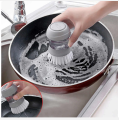Kitchen tools Household Kitchen Washing Utensils Poot Dish Brush with Liquid Washing Soap Dispenser Poot Brush Dish Brush Cleaning. 