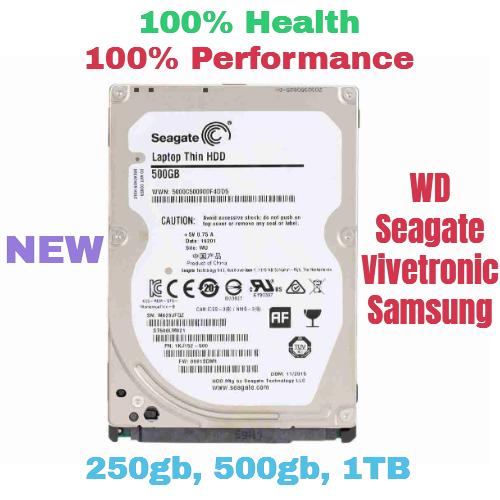 250gb, 500gb, 1TB (Seagate)(WD)(Vivetronic)(Samsung) Laptop Slim hard disk drive (100% Health)(100% Performance)