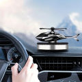 Solar-Powered Rotating Helicopter Car Air Freshener - Aluminum & Glass Enclosure, Decorative Dashboard Decor with Paper Scent Refills for Cars. 