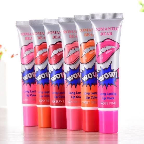 Romantic Bear Peel Off Lipstick Long Lasting Waterproof Lip Tint Makeup Lip Gloss Pack of 6