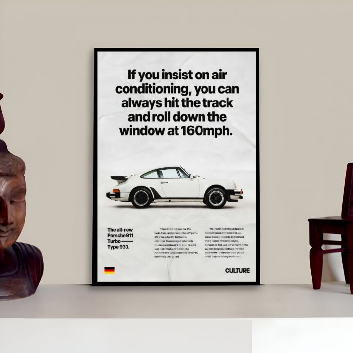Porsche 911 Turbo Picture Frame For Cars Fan Digital Printed Wall Art