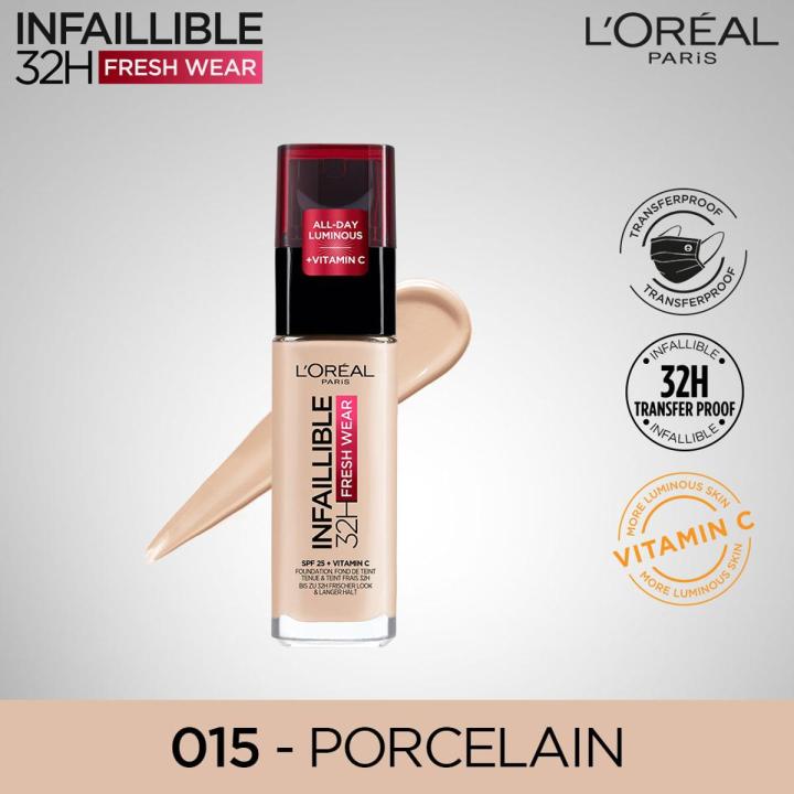 L'Oreal Paris - LOreal Infallible 32H Fresh Wear Breathable Liquid Foundation 015 Porcelain