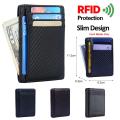 1* Fashion Coin Pocket Carbon Fiber Pu Leather Money Clip Anti-Chief Rfid Blocking Wallet. 
