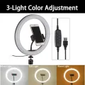 26cm Ring Light with 7ft Aluminium Tripod Stand & Mobile Holder (3 Shades in Light). 