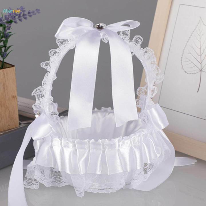 Wedding Flower Girl Basket Satin Flower Girl Basket for Engagement Party