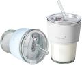 450ml Glass Tumbler with Straw, Lid & Leather Sleeve, Leather Sleeve With Protective Leather Sleeve, Reusable Glass Coffee Tumbler. 