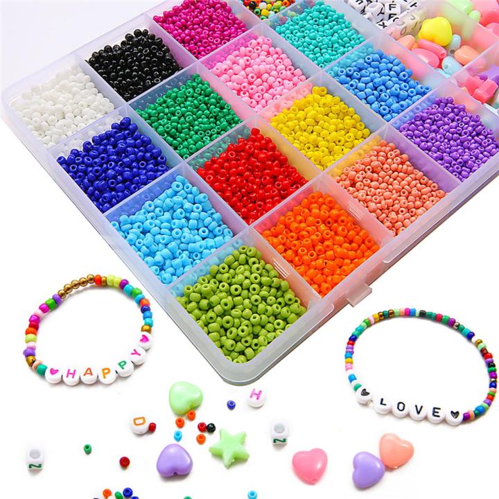 1 Set/box Seed Beads Letter/Love Hearts/Stars Acrylic Beads for DIY Jewelry Making
