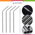 Techmanistan Pack of 4 - Stainless Steel Reusable Drinking Straws With Cleaning Brush. 