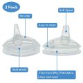 2Pcs Sippy Spout Nipples For Comotomo Baby Bottle And For Mason Baby Bottle Easy To Clean Spill-Proof, 7CM Diameter. 