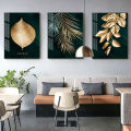 Modern Golden Plant Leaves Canvas Painting Home Office Picture Poster Wall Decor. 