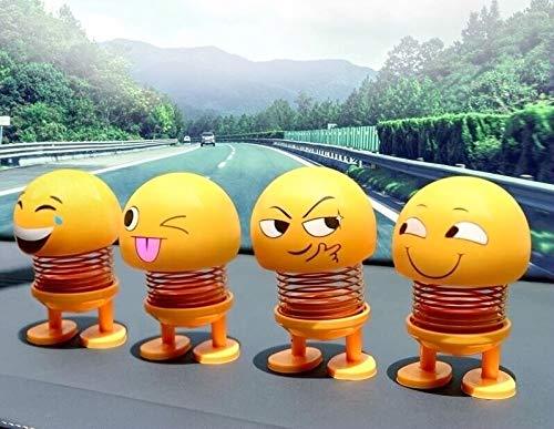 Pack of 6 Pieces Smiling Face Spring Bouncing Doll Car Smiley Doll Cute Emoji
