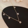 Uilz Cz Mirco Pave Drop Flowers And Stars Charm Choker Necklace With Rose Gold Color Filled Women Wedding. 