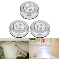 LED Tap Touch Cabnet Kitchen Light | One Touch Operated Light | Stick Pat Lamp 3 Led Kitchen Cabinet Light | Night Light Battery-powered Bedside Emergency Cabnet  Lamps. 