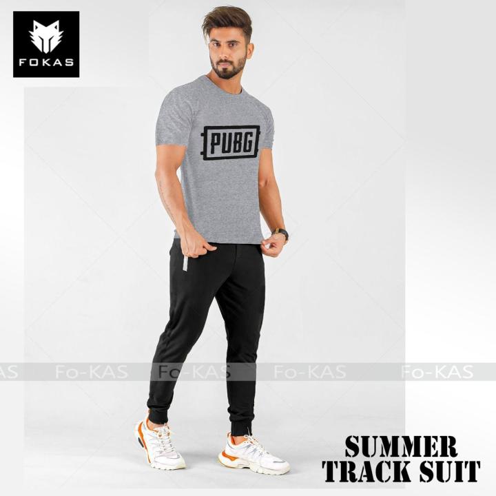 New Fashion Pubg Printed Tracksuit Tshirt & Trouser Fabric Cotton Pc T-Shirt Casual Wear Summer Collection for_Men