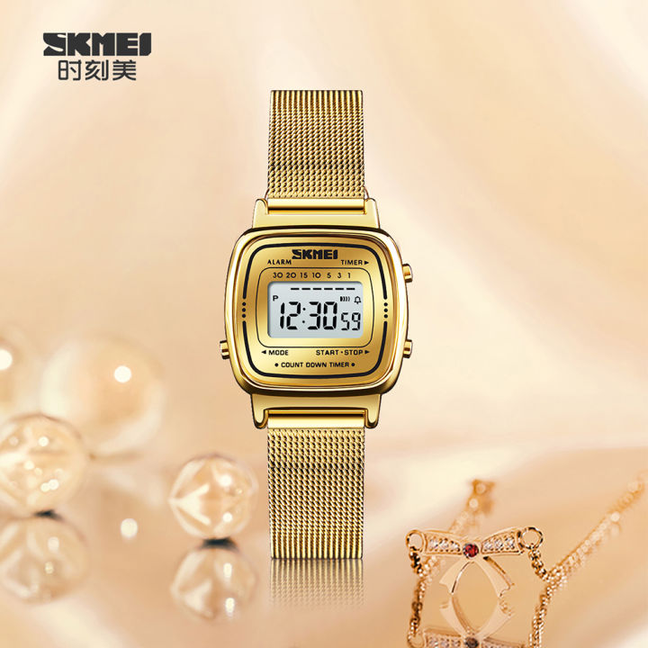 Skmei New Women Fashion Watches Simple Stainless Steel Watch Ladies Digital Waterproof Wristwatches Female Clock 1901