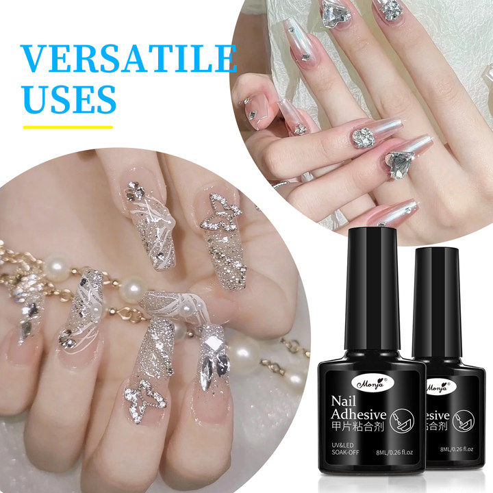 Monja 8ml Nail Art Adhesive UV/LED Soak-Off Gel Polish False Nail Accessories Decorations Paste DIY Nail Art Glue Manicure Tools