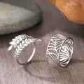 Stainless Steel Rings Bohemian Style Vintage Plant Leaves Adjustable Open Ring For Women Jewelry Non-fading High-quality New in. 