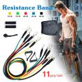 11 PCS Latex Resistance Band Set Yoga Pilates Abs Exercise Fitness Gym Workout Set With Elastic Tube, Door Anchor, Ankle Straps, And Handles For Weight Loss Or Stretch. 