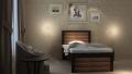SB-001 - FMF Oak Wood Double Tone Black & Brown Polish Single Bed. 