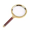 100mm 10x Handheld Jewelry Magnifier Magnifying Glass Red Brown Handle 100 mm / 10X Jewelry Loupe for School, Offices, Doctors. 