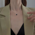 Fashion Black Square Pendant Necklace for Women Sweater Clavicle Chain Necklace Nicle. 