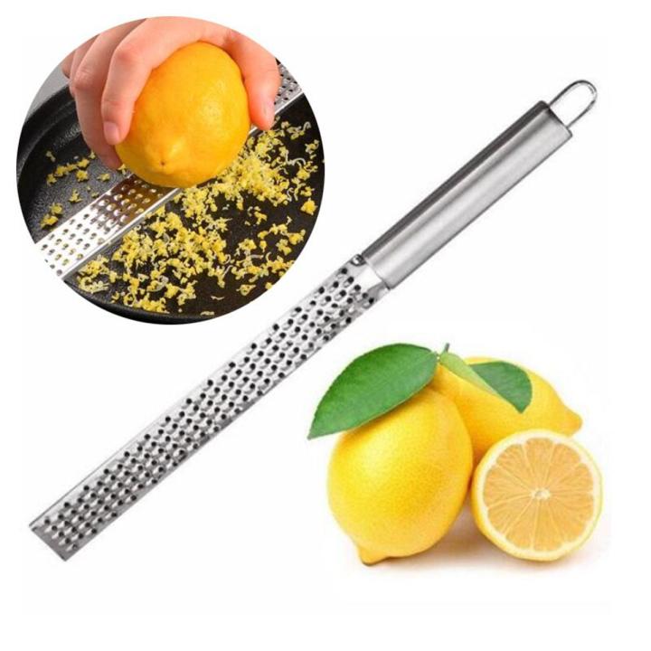【FUN LIVE】 Stainless Steel Handheld Citrus Lemon Zester Grater Long Chocolate Grater Cheese Grinder Fruit Peeler Ginger Garlic Kitchen Tool