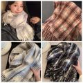 Classic Tassel Rainbow Bean Plaid Scarf Cashmere Shawl Plush Winter Cashmere Scarves Wool Scarves Scarves Cape Wraps Student. 