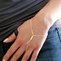 Hand Bracelet Silver  Harness Chain Jewelry Pearl Link Chain Connected Finger Ring Bracelets for Women Girls Charm Friendship Couple Gift. 