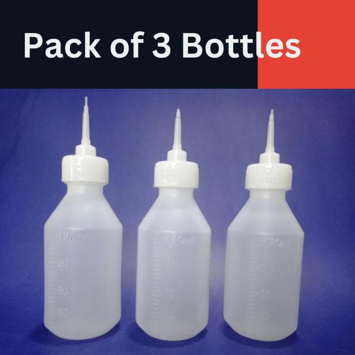 Machine Oil Bottles Empty with Measurement Scale [Pack of 3]-120 ML Each Bottle