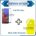 Infinix S5 9D Full Black Edge-to-Edge Full Glue Tempered Glass Screen Protector and Clear Hydrogel Back Protector Bundle. 