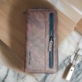 Fashion PU Leather Women Wallet with Double Zipper Card Slots ID Window and Tassel Pendant. 