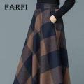 Farfi Elegant Skirt Side Pockets Women Autumn Winter Printed Long Skirt. 